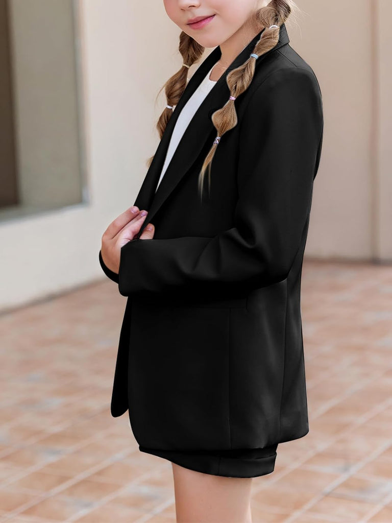 Girls Blazer Lapel Long Sleeve Blazer and Pants Set
