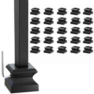 30 Pack Wrought Iron Baluster Shoes Flat Shoes Come with Screws Work with 1/2 Inch Square Balusters Metal Staircase
