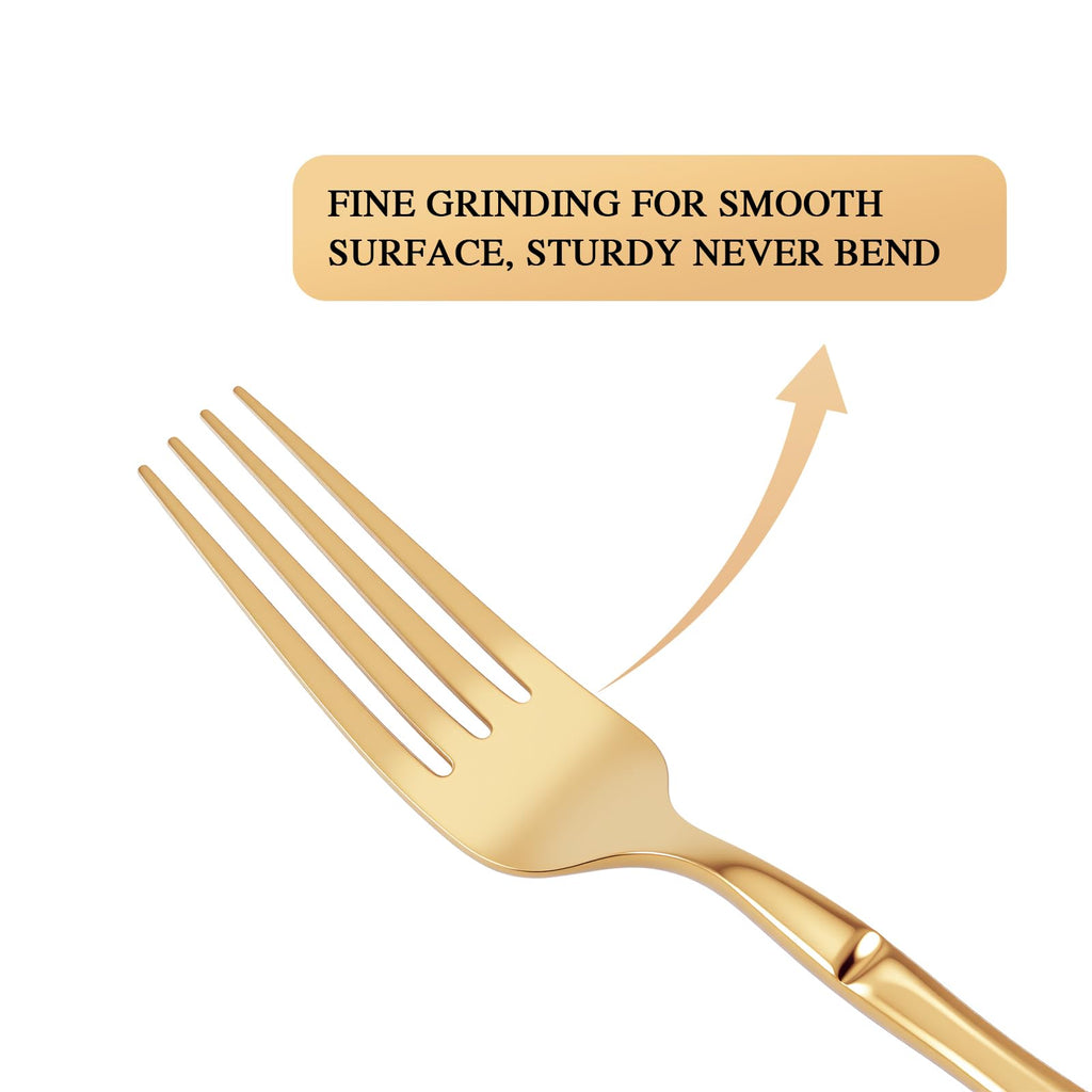 Gold Silverware Set Bamboo Pattern Handle 60-Piece Service for 12