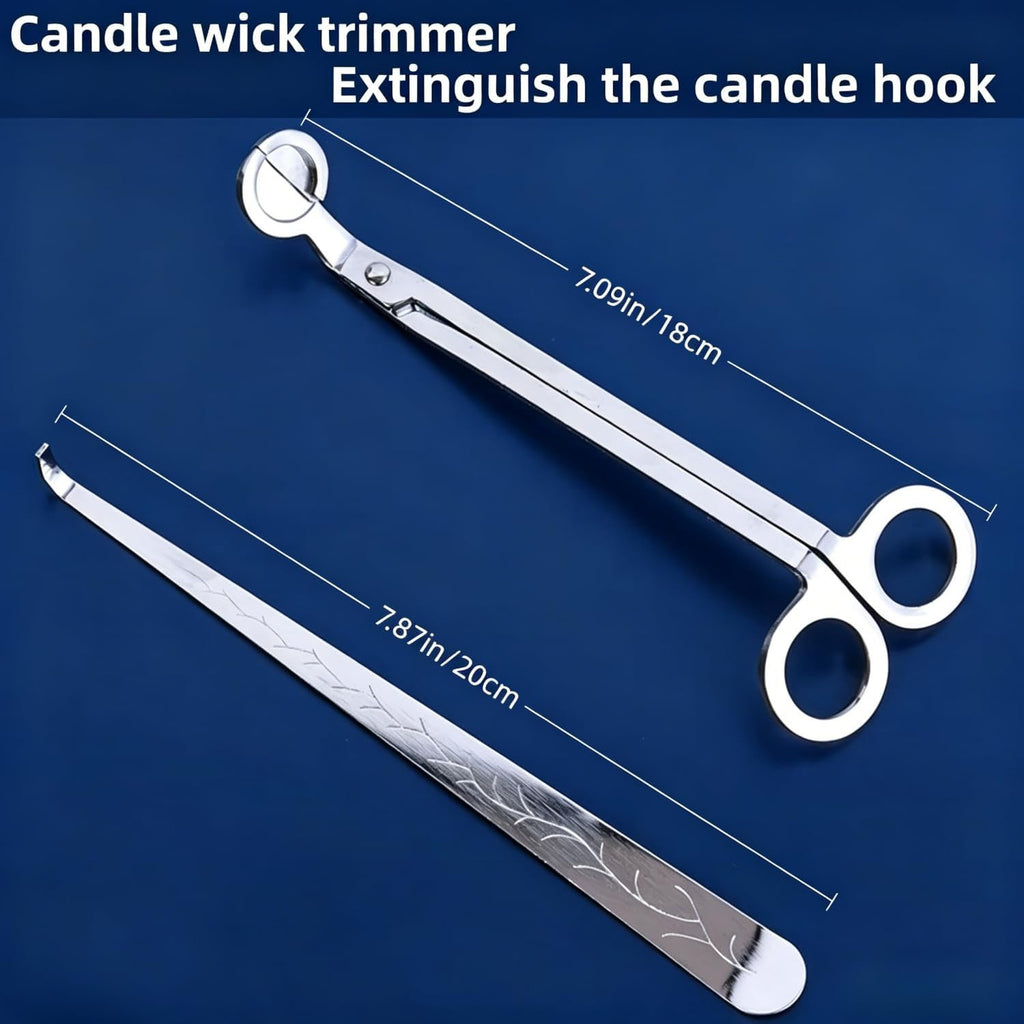 Candle Wick Trimmer and Candle Snuffer Hook Set, Copper-plated nickel material, Sharp Scissors for Precise Wick - Set of 2