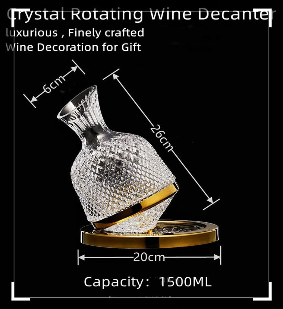 Crystal Wine Decanter Set, Spinning Red Wine Aerator Carafes Glass,1.5L