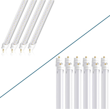 8FT LED Bulbs 44W 6500K Clear & Frost 12 Packs Bundles: T8 T10 T12 LED Tube Lights & 4500LM 6500K