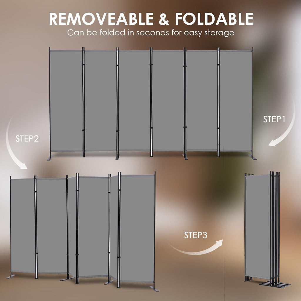 6 Panel Room Divider, 6 FT Folding Privacy Screen with Wide Feet, Freestanding Partition for Room Separation
