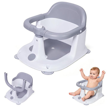 Bath Seat for 6-24 Months, Bath Seats for Babies Sitting Up with 4 Locking Suction Cups & Soft Cushion, Non Slip Anti