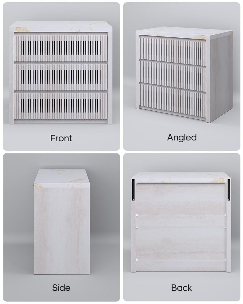 27.6" Wide Oversized Fluted Nightstand Set of 2, Slatted Tall Night Stands