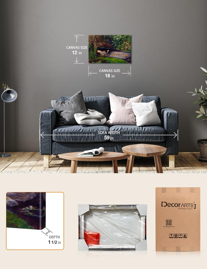 Ophelia Canvas Wall Art, Gallery Wrapped, 18x12