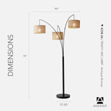 Arc Floor Lamp with 3 Movable Shades & Dimmable Brightness - Perfect Lighting and Corner Decor, Antique Bronze