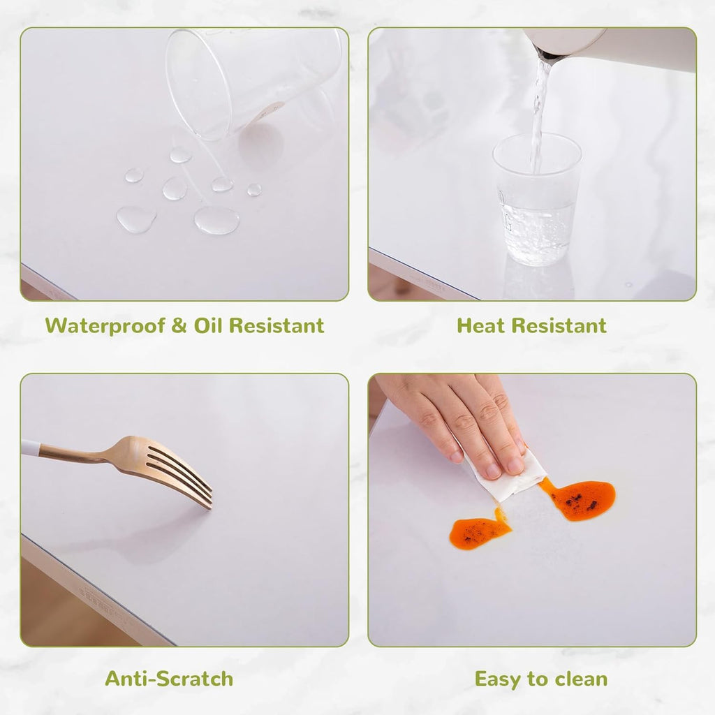 38" x 70" Clear Table Cover Protector, Waterproof & Durable, Rectangular Plastic Tablecloth