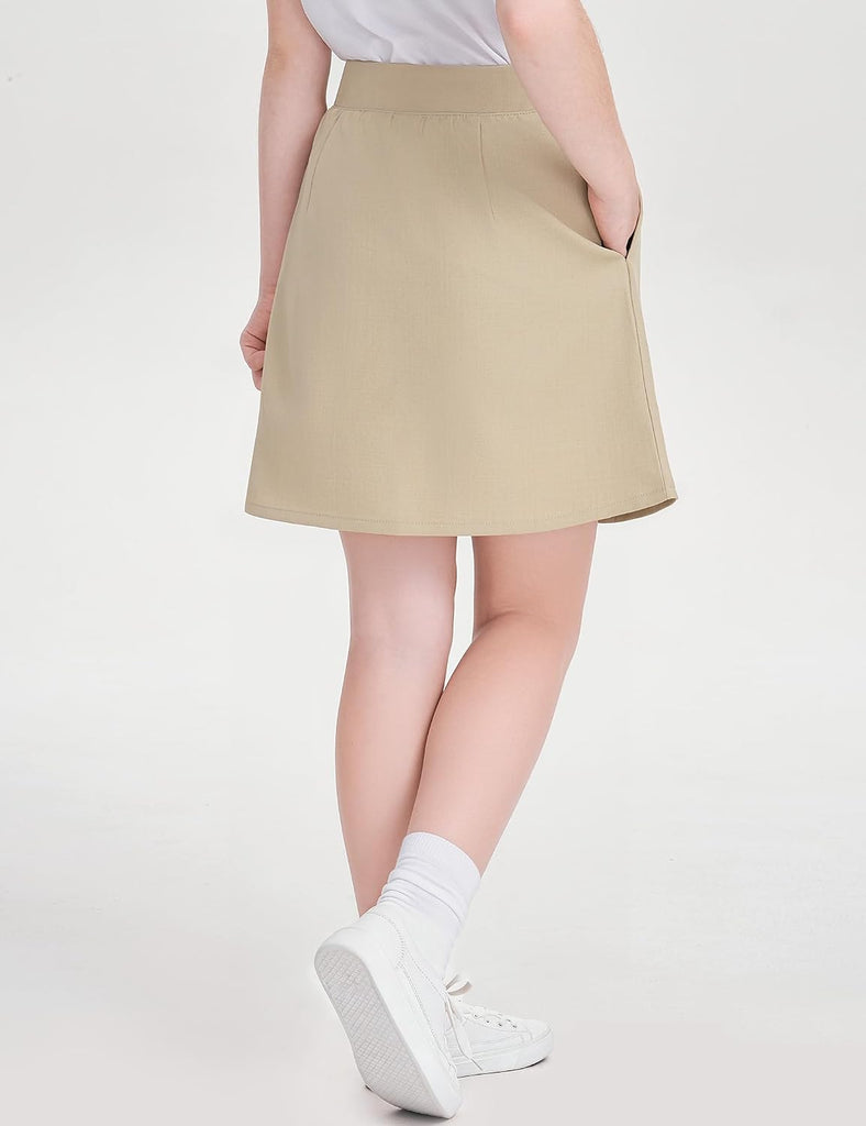 Girls School Uniform Skirts Pleated Pull-on Scooter Skorts for Kids
