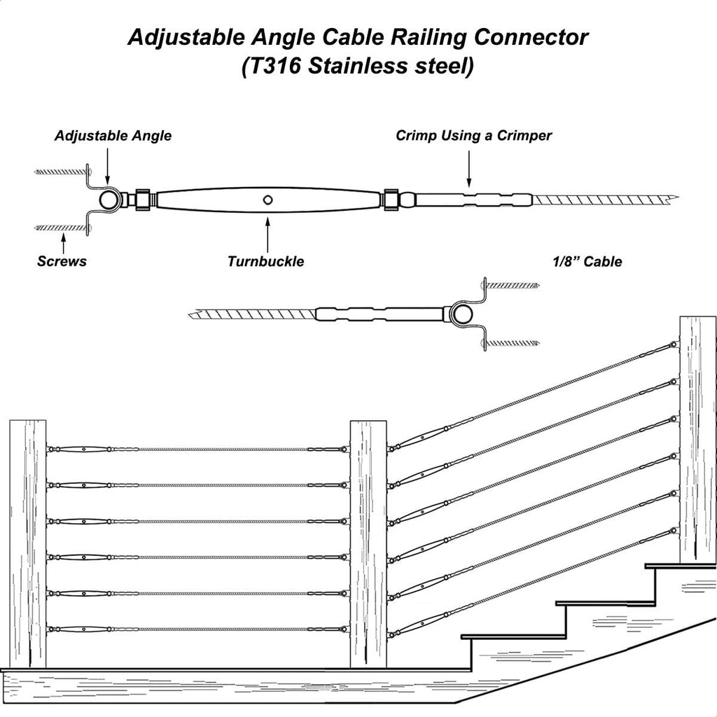 Cable Railing Hardware, 30 Pairs T316 Marine Grade Stainless Steel Cable Railing Kit for 1/8 Inch Cable Railing