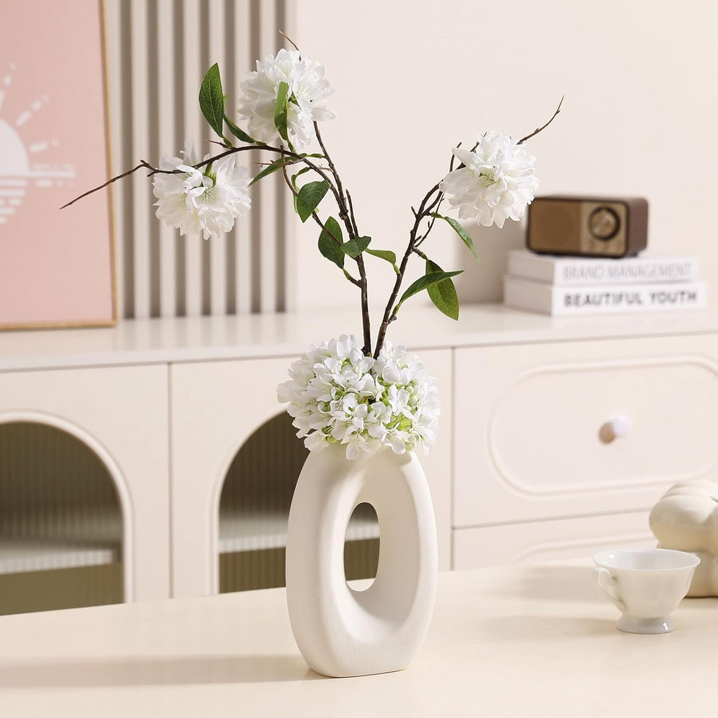 Fake Flower Bouquet and Vase Set, Faux Flower Arrangement for Decorating Living Room and Offices, Realistic