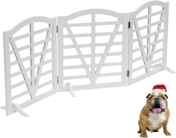 Foldable Wooden Dog Gate Freestanding Pet Gate for Dogs, 3Pane 23.6" Height
