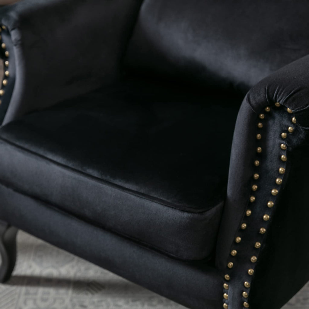 Mid-Century Modern Accent Chairs Set of 2, Comfy Tufted Single Sofa Chair Wingback Armchair with Pillow for Club