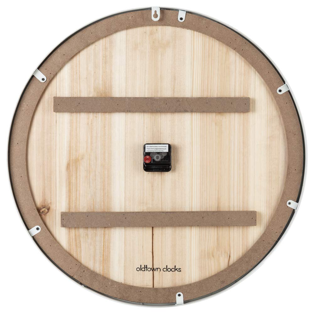 24" Coastal Wall Clock - Metal & Solid Wood Noiseless Weathered Beach Blue Wall Clock (Coastal Blue, 24-inch)