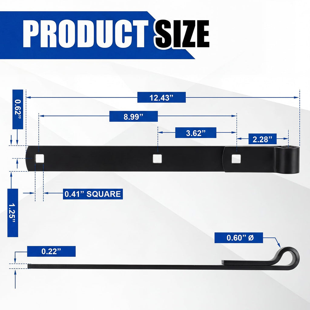 4 Pack 12" Zinc Strap Hinge Heavy Duty for Gate, Barn, Shed, Black