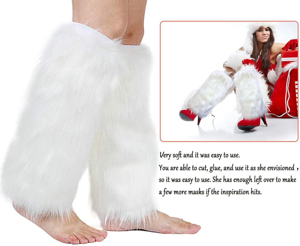 Faux Fur Fluffy Craft Fabric 23.6x23.6 inch White for Christmas Decorations
