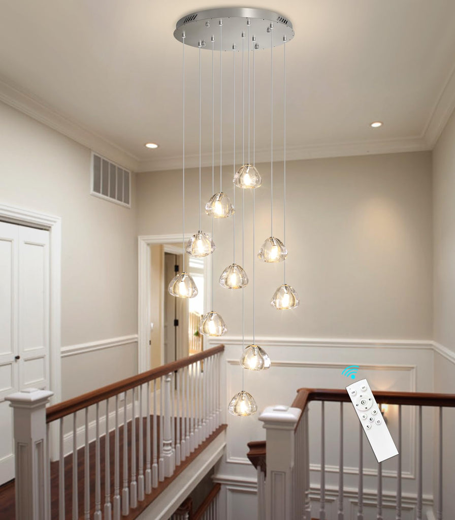 Glam Chandelier with LED Dimmable Bulbs Bubble Crystal Balls Glam Chandeliers High Ceiling Pendants Light Fixtures