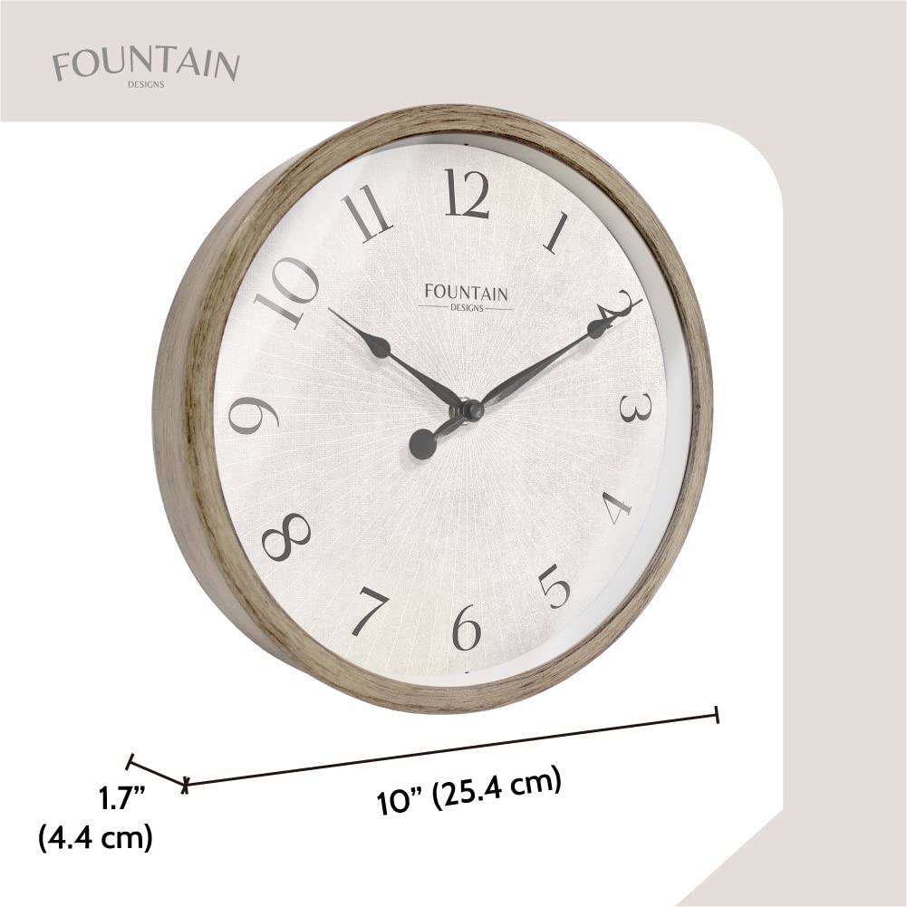 10" Silent Modern Farmhouse Wall Clock, Gray Oak Finish
