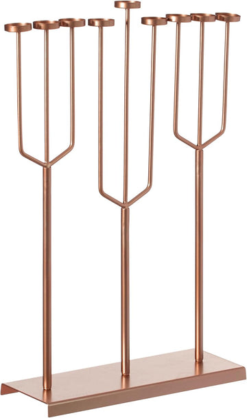 Modern Design l Hanukkah Exceptional presentational Piece, 9 Branch Tea Light Candle Holders, Rose Gold