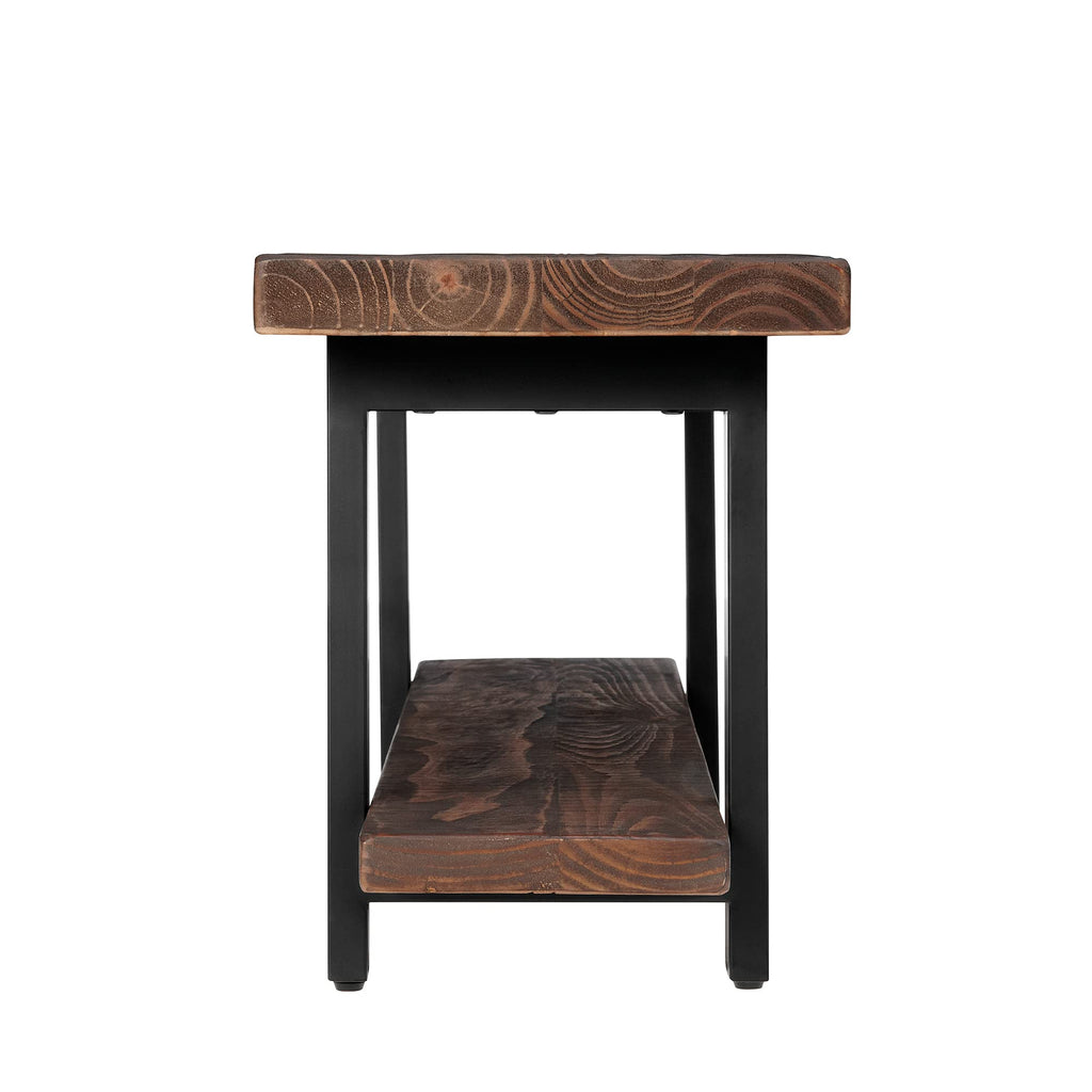 Pomona Solid Wood Entryway Bench and Coat Hook Set, Rustic Brown, 48 Inch