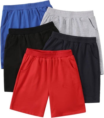Pack Casual Toddler Boys Cotton Shorts Soft with Pockets Pull-On