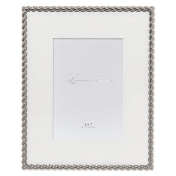 Metal Frame, Rope Design, Brushed Nickel, 8x10 (5x7 mat)