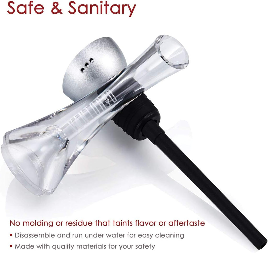Wine Aerator Pourer - Premium Aerating Pourer and Decanter Spout (Silver)