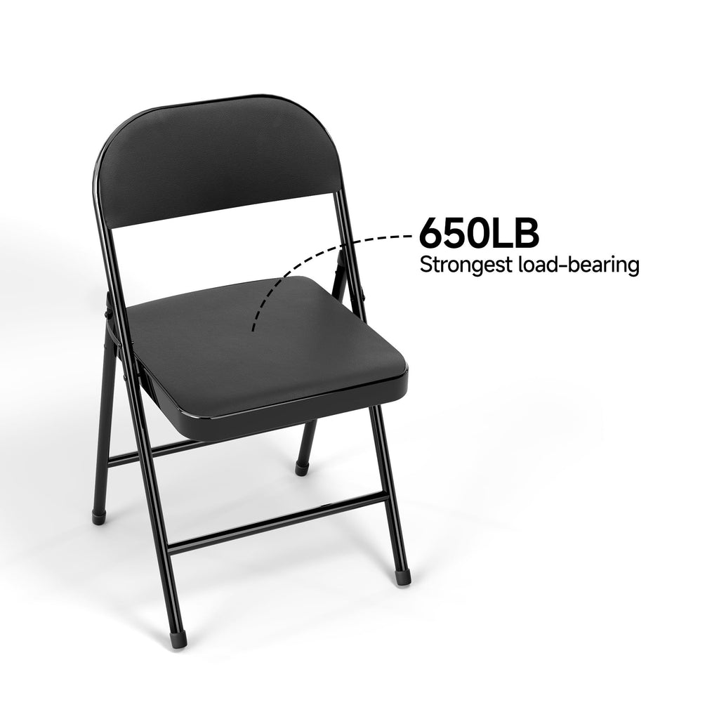 8 Pack Leather Padded Folding Chair, Metal Frame with Pu Leather Seat & Back, 650 LB Capacity Pu Leather Folding