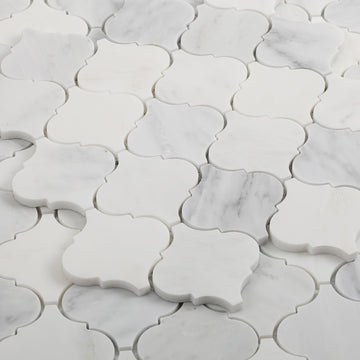 Natural Marble Mosaic Tile Honed, 3 Inch Arabesque, 5 Sheets