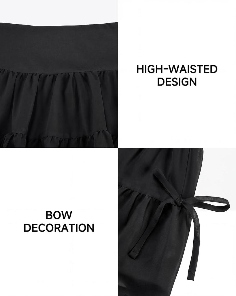 Girls Tiered Skirt with Built-in Shorts, Pockets & Bows