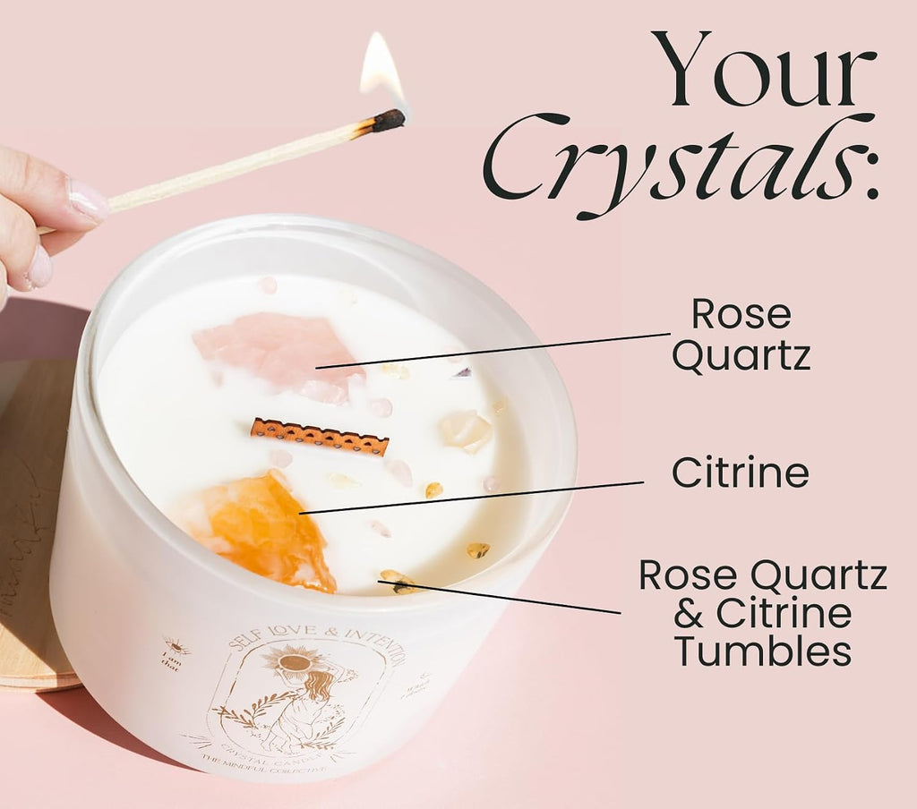 Large Crystal Candles for Women - 12oz Soy Candles that Crackle. Scented, Non-Toxic, Luxury Aromatherapy. - Set of 12