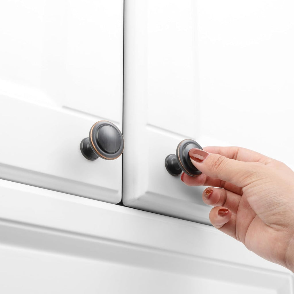 Round Cabinet Knobs Oil Rubbed Bronze Cabinet Pulls, Dia. 1-1/4 Inch, 10 Pack Bronze Drawer Knobs Cabinets 1960 Drawers
