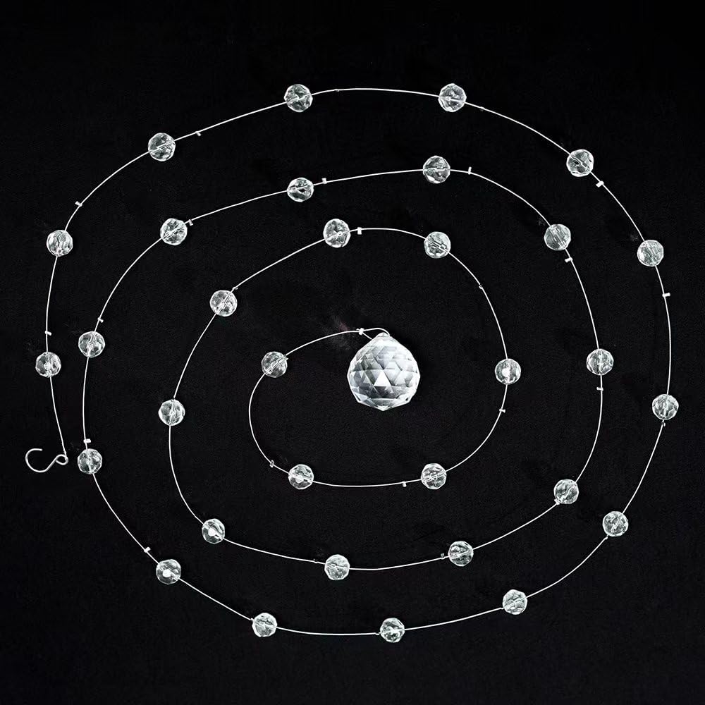 Crystal Beaded Strands Clear Glass Beads Curtain Hanging Wedding Props Decor Curtain Chandelier Door String Hanging