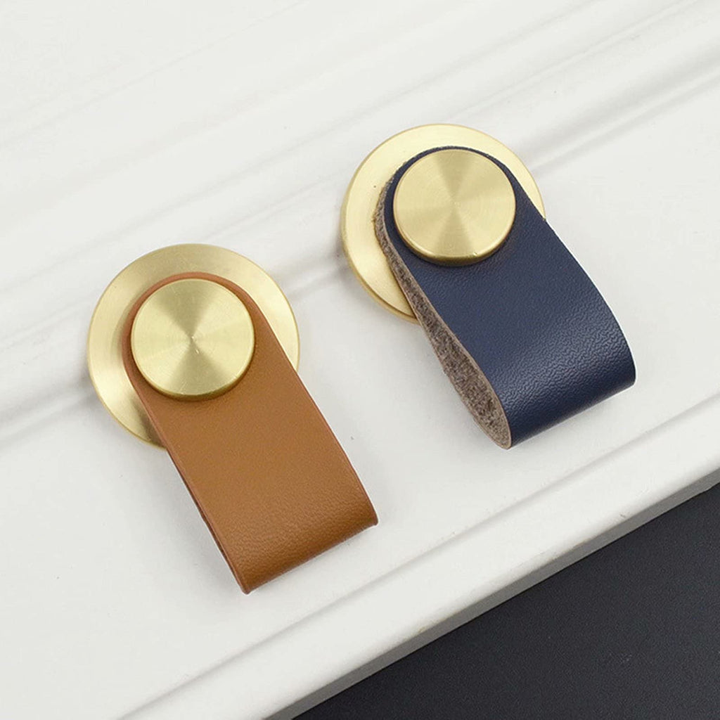 6pcs New Leather Pulls -Leather Cabinet Pulls - Leather Drawer Pull for Wardrobe, Kitchen, Bathroom - Heavy-Duty