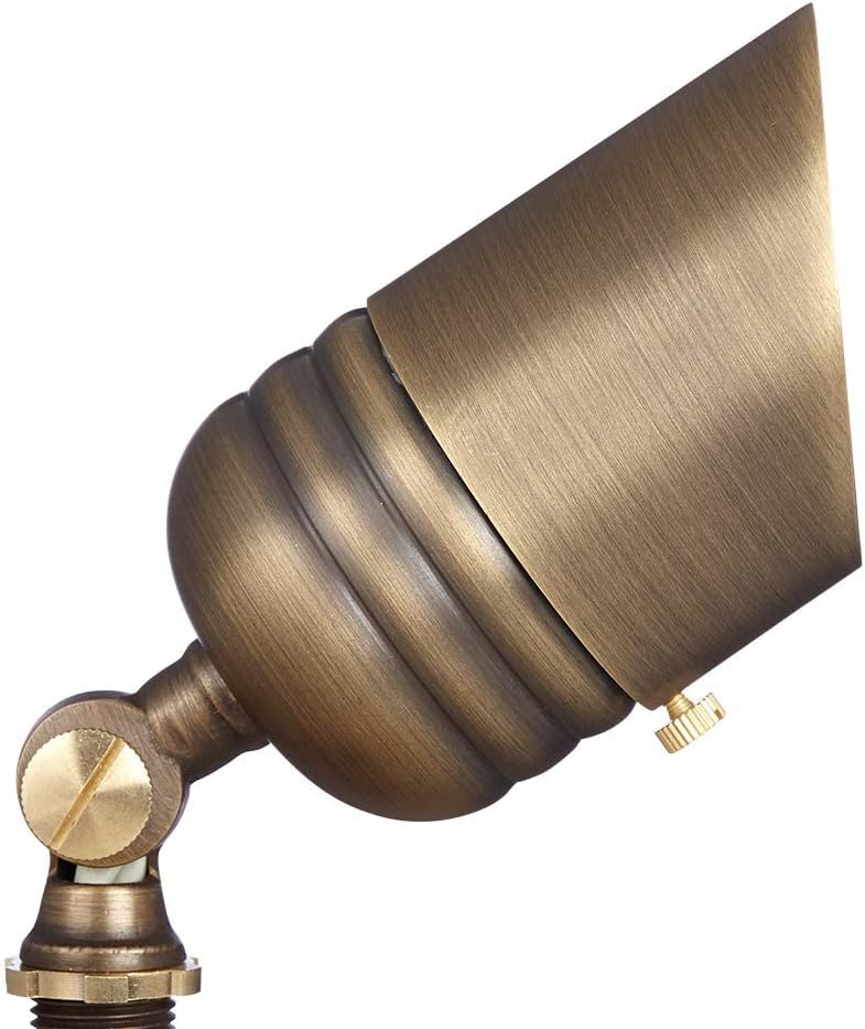 Fat Boy 12V Brass Outdoor Spotlight (Bronze) with 5W 2700K Warm White 400 Lumen MR16 LED Bulb for Low Voltage
