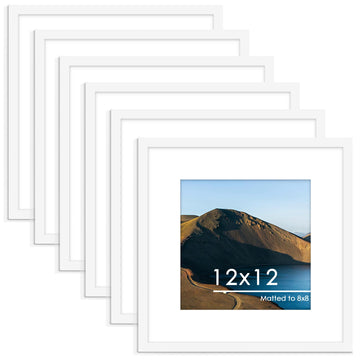 12x12 Picture Frame Set of 6, Wall Mount Display, White