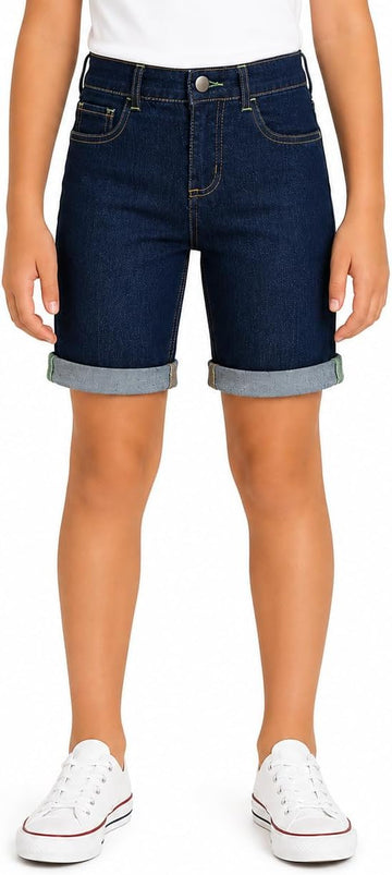 Girls Adjustable Denim Shorts: Stretch Jeans Bermuda