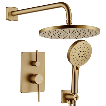 Bathtub Shower Trim Kit with 10'' High Pressure Rain Showerhead Faucet System, 3-Function Handheld Spray and Valve