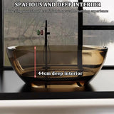 Luxury Transparent Resin Adult Bathtub, Modern Deep Soaking Spa Bathtub with Spring-Loaded Drain, Flat Bottom Design