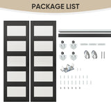 48" x 80" Sliding Closet Door, 5-Lite Frosted Glass Bypass Door with Hardware Kit & Matching Fascia,