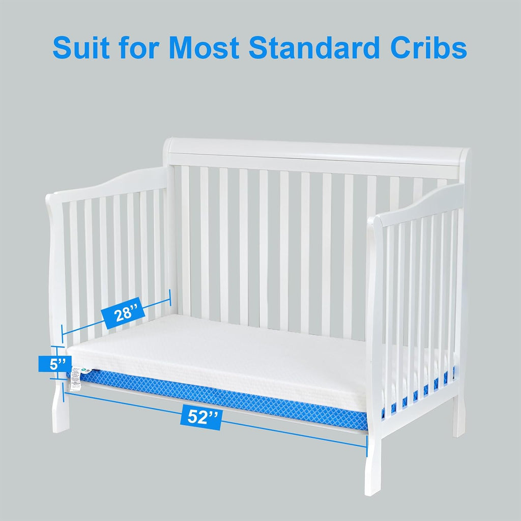 Dual Sided Comfort Gel Memory Foam Breathable Baby Bed Mattress for Crib, Premium for Infant and Toddler with