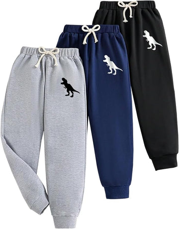 Toddler Boy Pants - 3 Pack Sweatpants Set - Dinosaur Graphic Print Toddler Jogger Pants