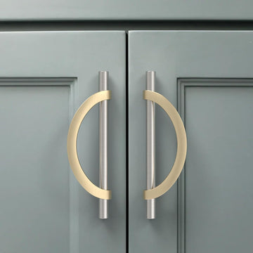 10 Pack Brushed Satin Nickel and Gold Cabinet Pulls 5 Inch(128MM) Hole Centers Kitchen Cabinet Handles Cabinet Hardware