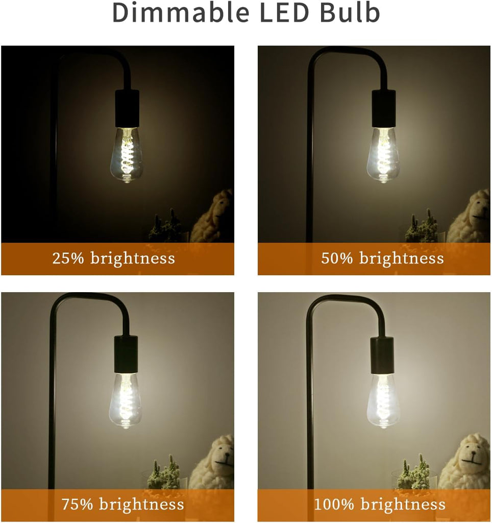 12 PCS ST58 Dimmable Spiral Vintage E26 LED Bulb 60 Watt LED Edison Bulbs