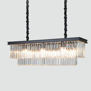 Inspired Odeon Style 14-Light Black Rectangular Crystal Linear Chandelier 59" - A107-B0D8Q1BYTQ