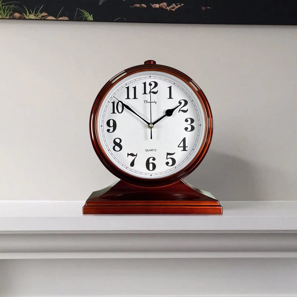 Desk Clock for Table Decor, Retro Mantel Clock Battery Operated for Fireplace Mantel, Living