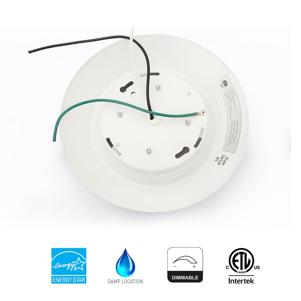 8 Pack 6 Inch LED Low Profile Recessed & Surface Mount Disk Light, Round, 15W, 900 Lumens, 4000K Cool White