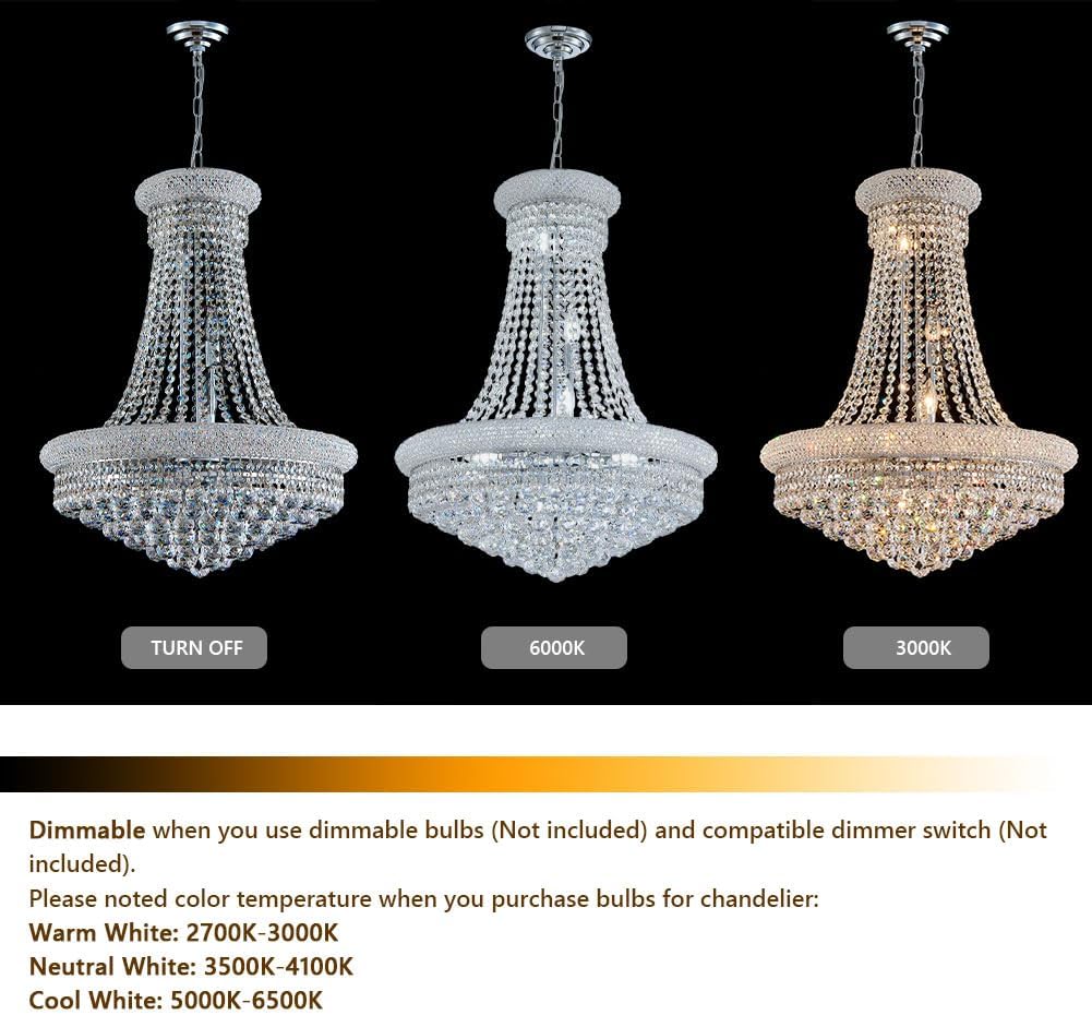 Modern Crystal Chandelier Light Fixtures - D23.6 inch, 10 Lights Chrome Ceiling Haning Chandelier, Pendant Lighting for Living Room, Dining Room, Foyer, Entryway, Hallway A108-B0C1SH58XG