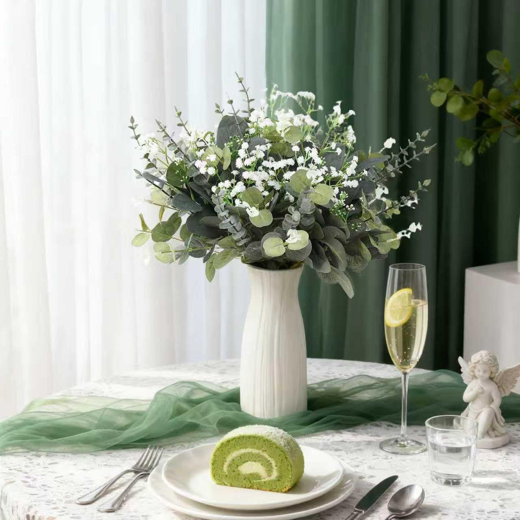 60 Pcs Mixed Artificial Eucalyptus Leaves Stems Bulk, Baby Breath Artificial Flowers Bulk with Eucalyptus Leaves