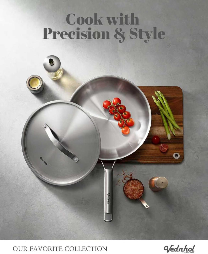 Stainless Steel Cookware Set, 8 Pcs Tir-Ply Pots and Pans Set, PFOA&PTFE Free, Dishwasher&Oven Safe, Kitchen